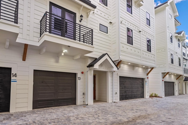 exterior space with a garage