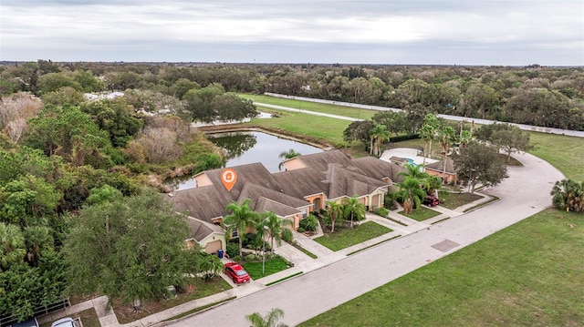 bird's eye view featuring a water view