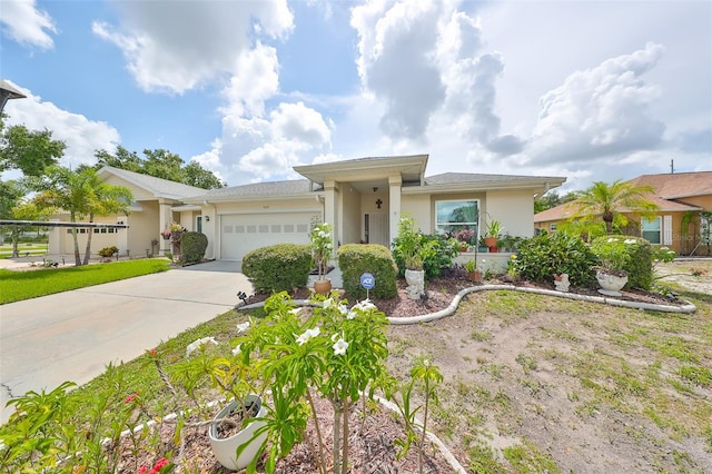 single story home with a garage