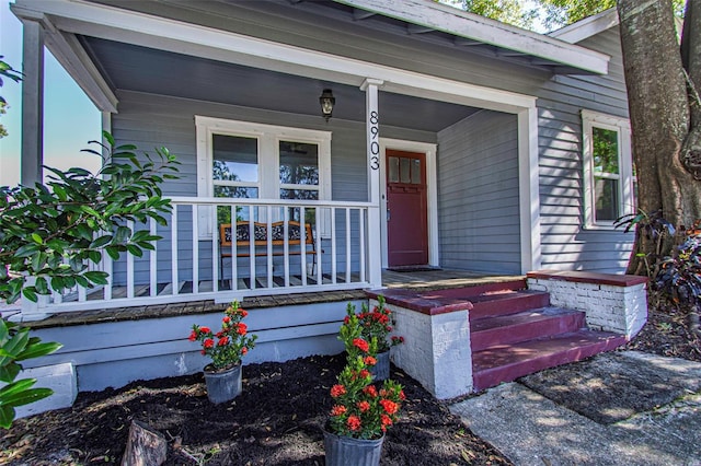 property entrance with a porch