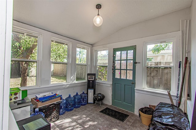 sunroom / solarium with vaulted ceiling