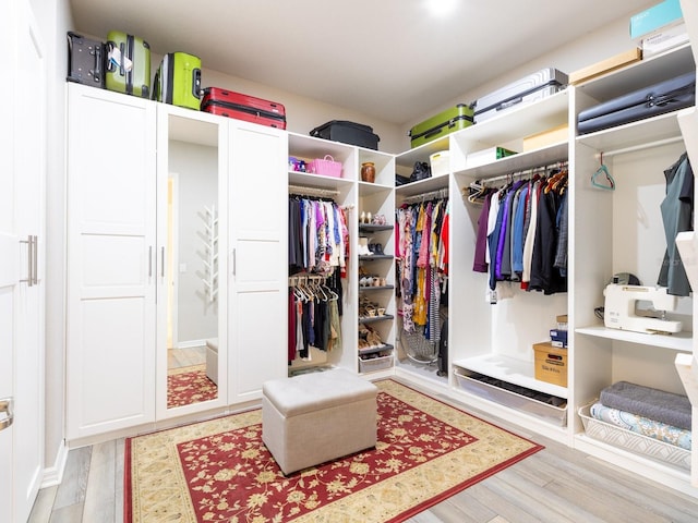 spacious closet with light wood-type flooring