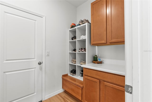 mudroom with light wood-type flooring