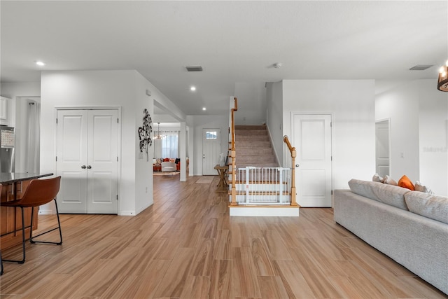 living room featuring light hardwood / wood-style floors