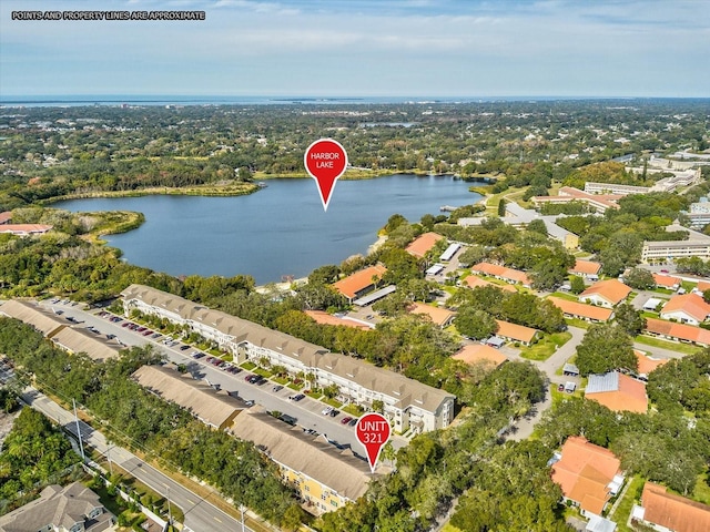 2231 Utopian Dr E Unit 321, Clearwater, FL 33763 - aerial view of property and surrounding area featuring a large body of water