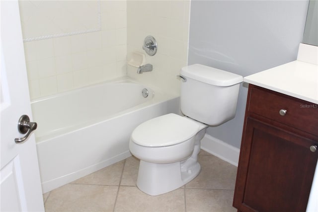 full bathroom with tile patterned flooring, vanity, toilet, and shower / tub combination