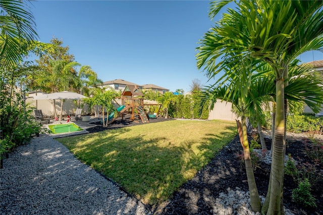 view of yard featuring a playground