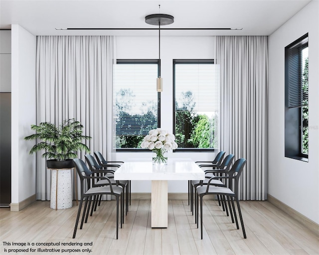 dining room featuring light hardwood / wood-style floors