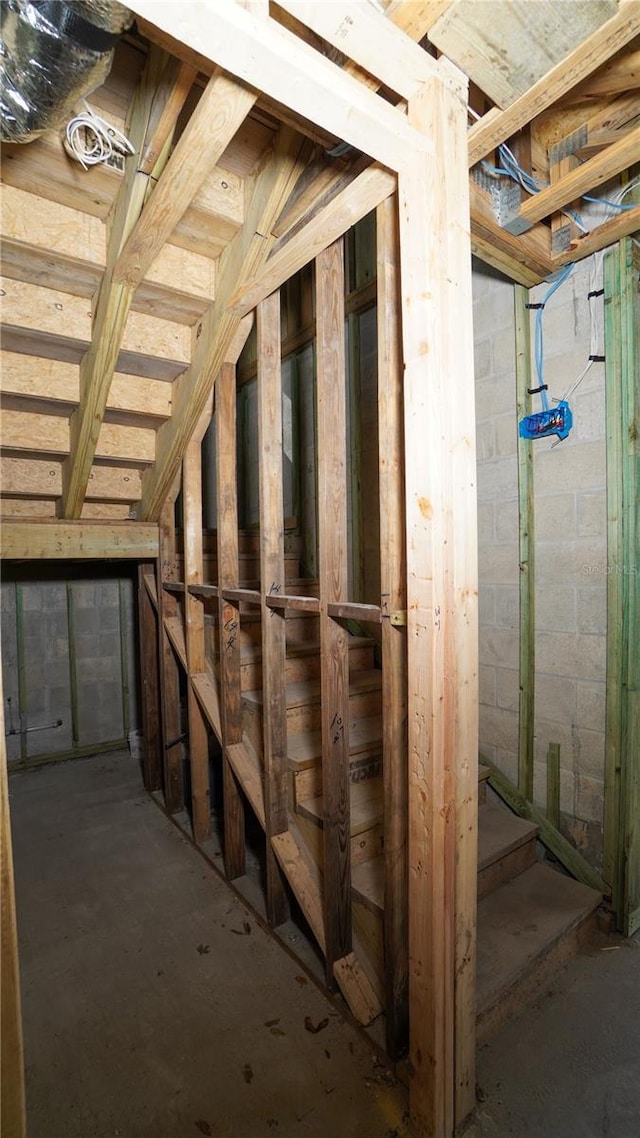 view of unfinished attic