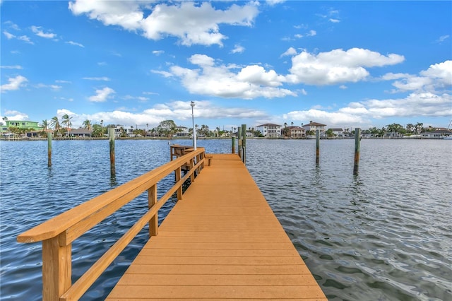 dock area with a water view