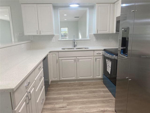 kitchen with white cabinetry, sink, and stainless steel appliances