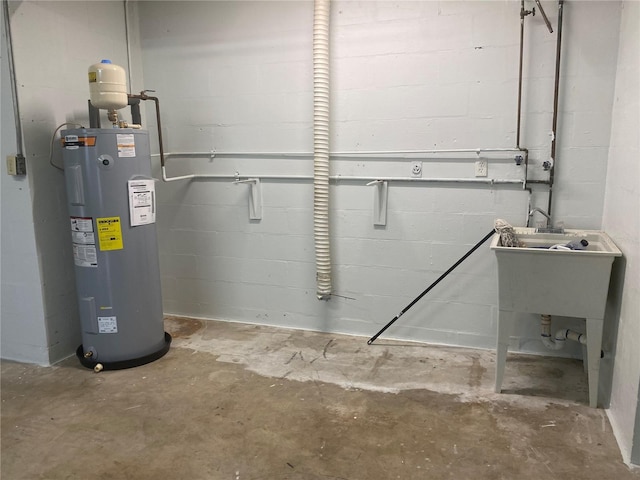 utility room with electric water heater