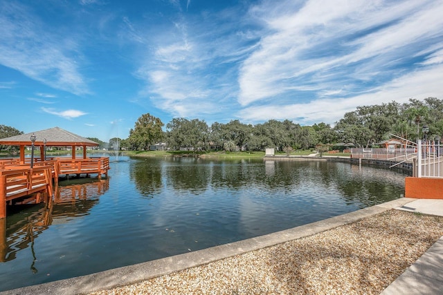 view of dock featuring a water view