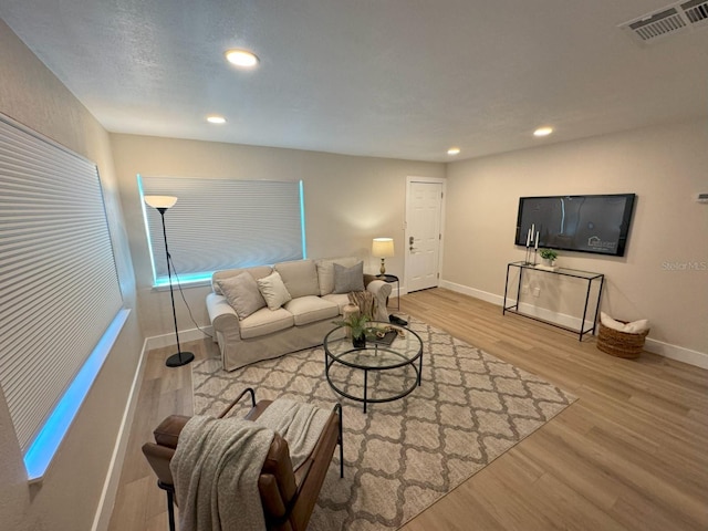 living room featuring light hardwood / wood-style floors