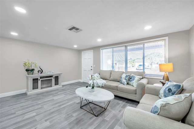 living room featuring light hardwood / wood-style flooring