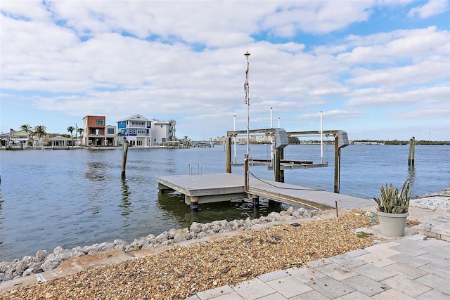 dock area featuring a water view