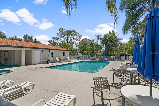 view of pool featuring a patio area