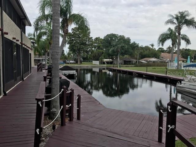 view of dock featuring a water view