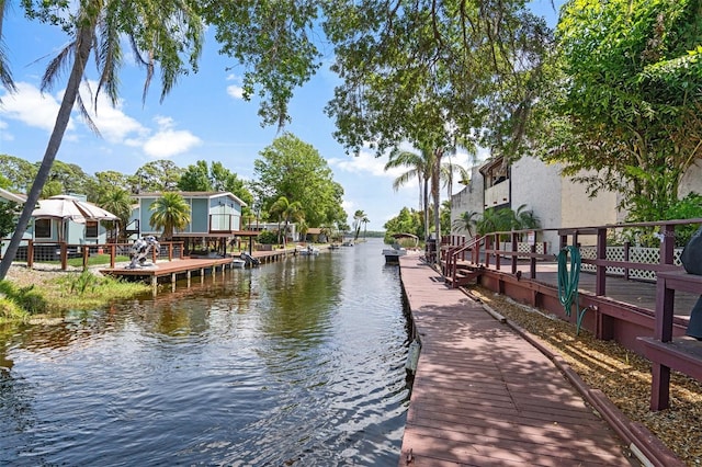 dock area featuring a water view