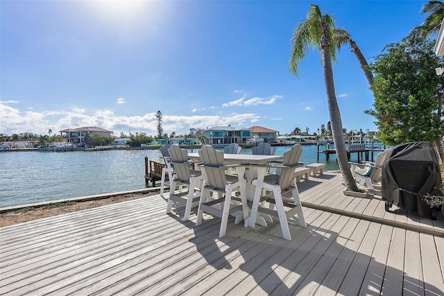 view of dock featuring a water view