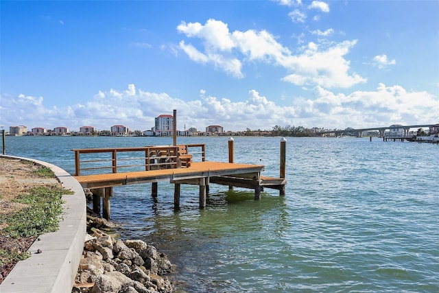 dock area featuring a water view