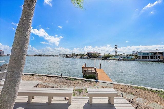 dock area featuring a water view