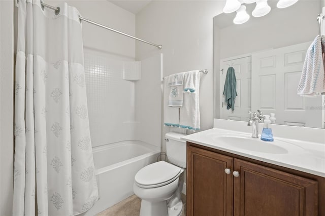 full bathroom with vanity, toilet, and shower / bath combo