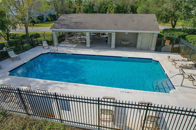 view of pool featuring a gazebo and a patio area