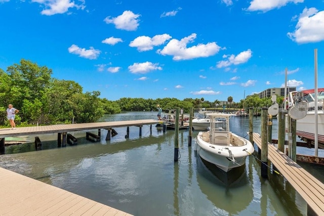 view of dock featuring a water view