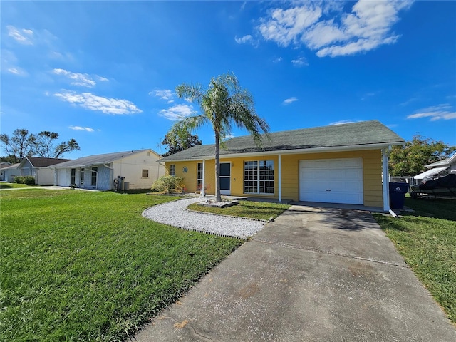 3141 Ludlow Dr, New Port Richey, FL 34655 - ranch-style home with a garage, a front lawn, and concrete driveway