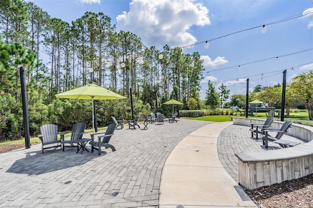 view of community featuring a patio