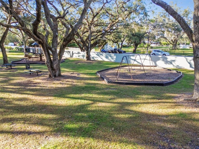 view of yard with a playground