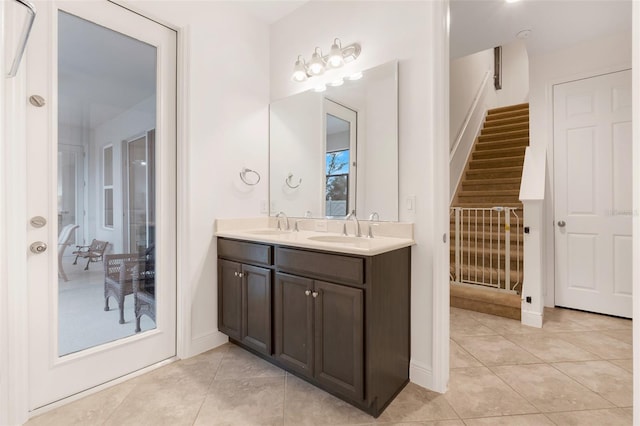 bathroom featuring vanity and tile patterned floors