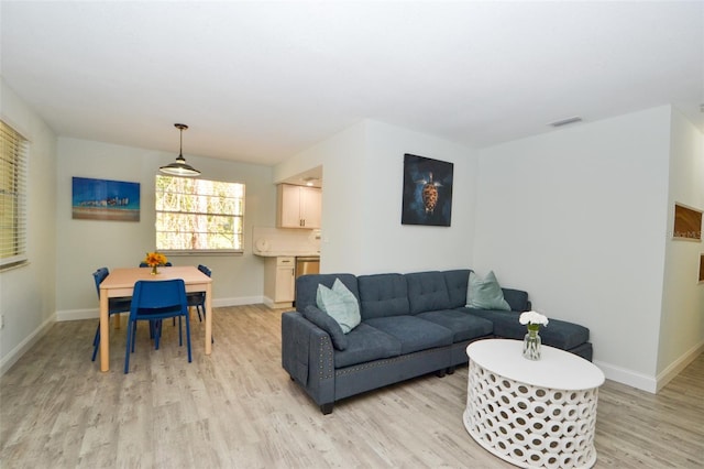 living room featuring light hardwood / wood-style flooring