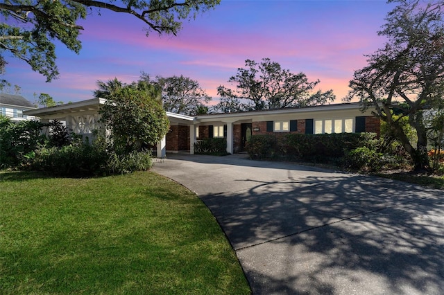 ranch-style house featuring a yard