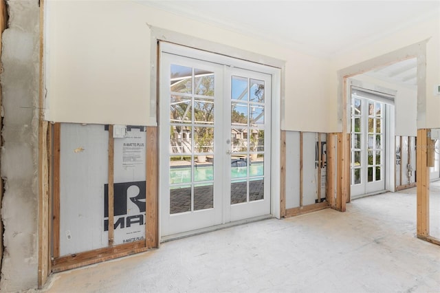 doorway to outside featuring french doors