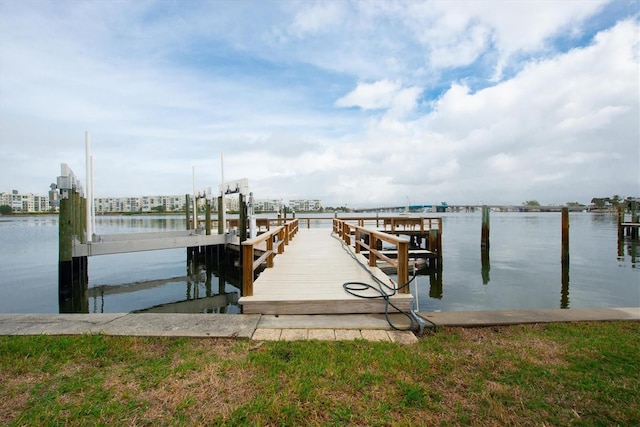 view of dock featuring a water view