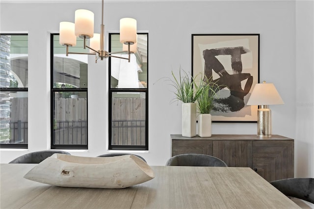 dining area with a chandelier