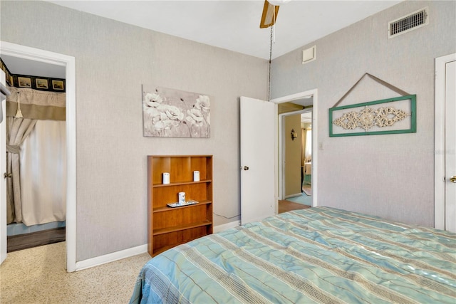 bedroom featuring ceiling fan