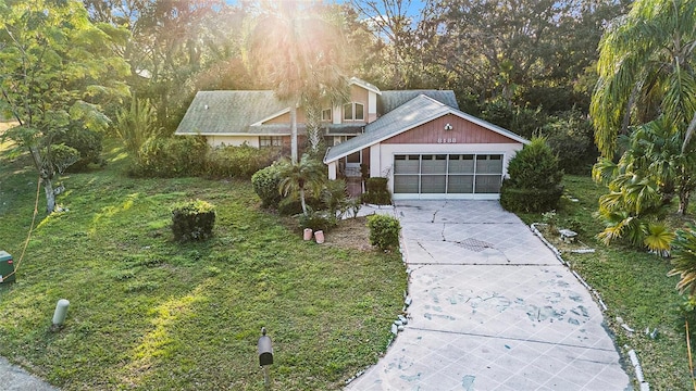 single story home with a garage