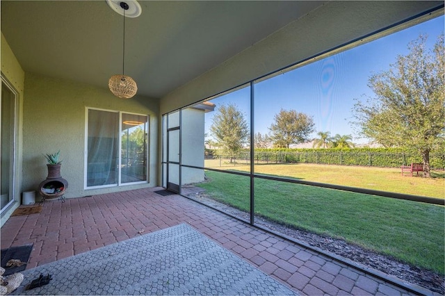 view of unfurnished sunroom