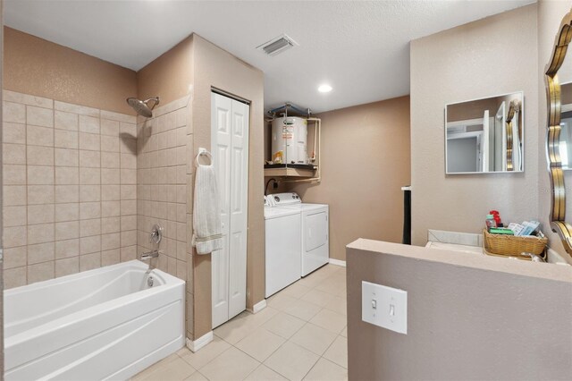 4148 Rudder Way, New Port Richey, FL 34652 - full bathroom with independent washer and dryer, tile patterned flooring, tub / shower combination, vanity, and recessed lighting