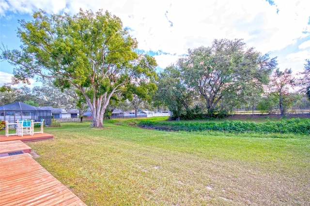 view of yard featuring a deck