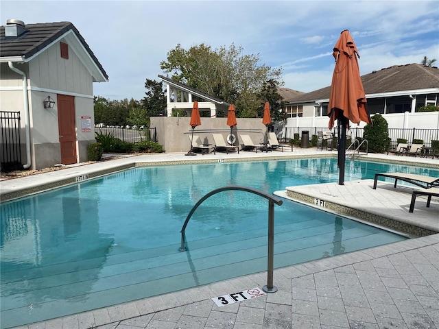 view of pool featuring a patio area