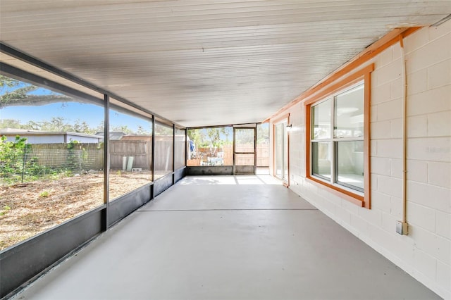 view of unfurnished sunroom