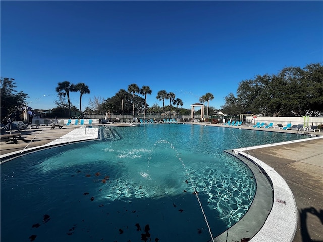 view of swimming pool featuring a patio