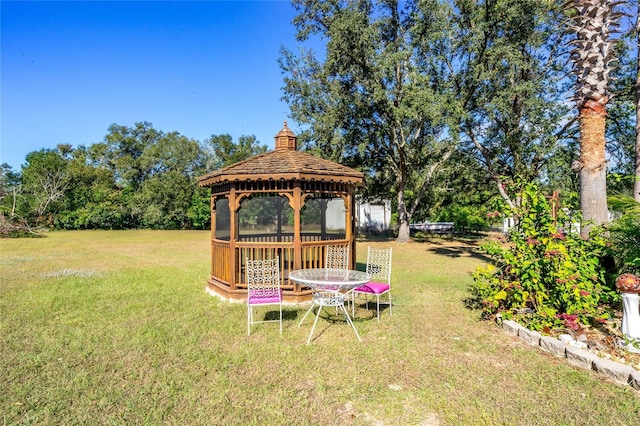 view of yard with a gazebo