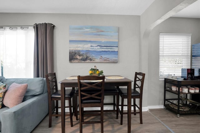 dining space featuring hardwood / wood-style floors