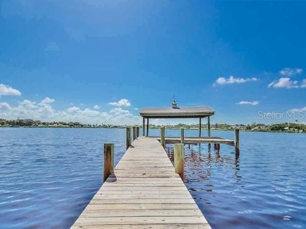 dock area featuring a water view