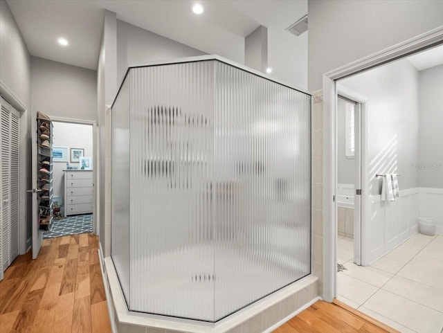 bathroom featuring hardwood / wood-style floors